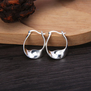 Twisted 925 Sterling Silver Hoop Earrings for Women