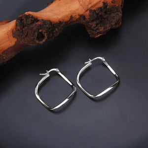 925 Sterling Silver Twisted Hoop Earrings for Women