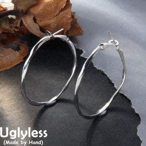 925 Sterling Silver Twisted Hoop Earrings for Women