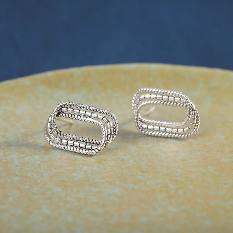 Thai Silver Hollow Stud Earrings 925 Sterling Silver
