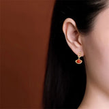 Jade Agate Planet Earrings 925 Silver Gemstone Jewelry