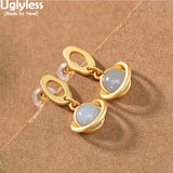 Jade Agate Planet Earrings 925 Silver Gemstone Jewelry