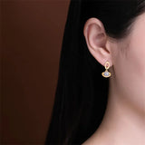 Jade Agate Planet Earrings 925 Silver Gemstone Jewelry