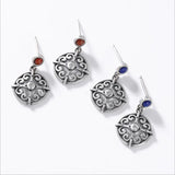 Vintage Thai Silver Exotic Earrings 925 Silver Agate Lapis Jewelry