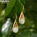 Nature Jade Agate Emerald Hollow Vines Earrings