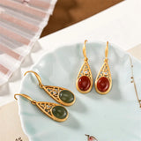 Nature Jade Agate Emerald Hollow Vines Earrings