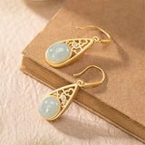 Nature Jade Agate Emerald Hollow Vines Earrings