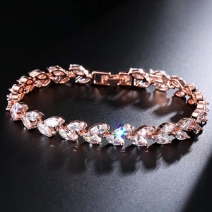 Uilz Charm Leaf Bracelet Cubic Zircon Wedding Party