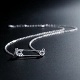 Dainty Safety Pin CZ Necklace for Women