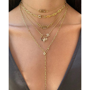 Dainty Safety Pin CZ Necklace for Women