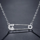 Dainty Safety Pin CZ Necklace for Women