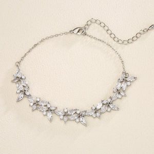 Uilz Leaf Bride Bracelets for Women Cubic Zirconia Wedding Jewelry
