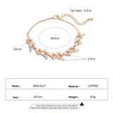 Uilz Leaf Bride Bracelets for Women Cubic Zirconia Wedding Jewelry