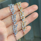 Uilz Leaf Bride Bracelets for Women Cubic Zirconia Wedding Jewelry