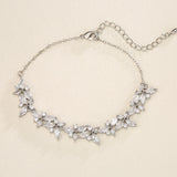 Uilz Leaf Bride Bracelets for Women Cubic Zirconia Wedding Jewelry