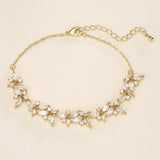 Uilz Leaf Bride Bracelets for Women Cubic Zirconia Wedding Jewelry