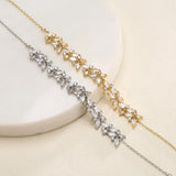 Uilz Leaf Bride Bracelets for Women Cubic Zirconia Wedding Jewelry