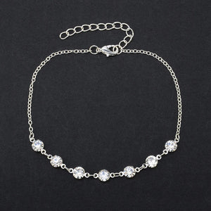 Uilz Summer Cz Silver Chain Women Anklet Bohemian Pendant Beach Jewelry