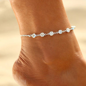 Uilz Summer Cz Silver Chain Women Anklet Bohemian Pendant Beach Jewelry