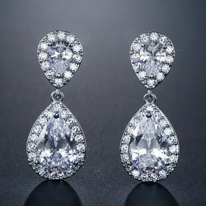 Zircons Classic Water Drop CZ Bridal Earrings UE091