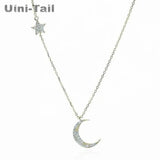 925 Tibetan Silver Wind Moon Stars Micro-Inlaid Necklace