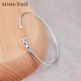 925 Tibetan Silver Cat Bracelet Adjustable