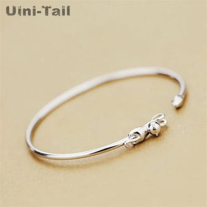 925 Tibetan Silver Cat Bracelet Adjustable