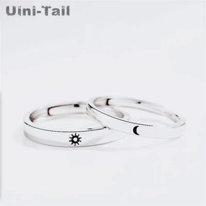Uini-Tail 925 Silver Sun Moon Couple Open Ring Sun Moon Jewelry