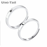 Uini-Tail 925 Silver Sun Moon Couple Open Ring Sun Moon Jewelry