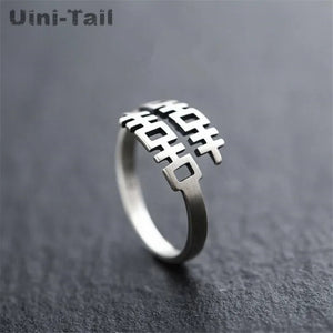 Uini-Tail hot 925 Tibetan silver Chinese national double happiness ring