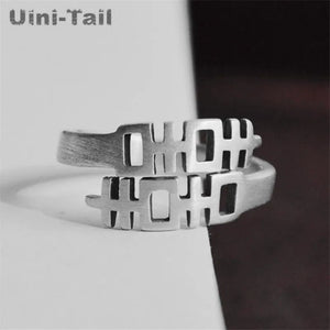 Uini-Tail hot 925 Tibetan silver Chinese national double happiness ring