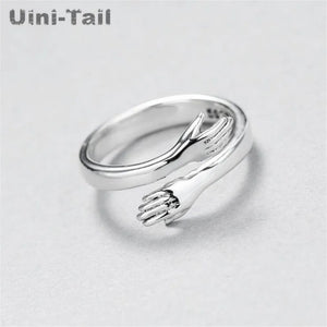 925 Tibetan Silver Love Hug Open Ring GN601