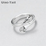 925 Tibetan Silver Love Hug Open Ring GN601