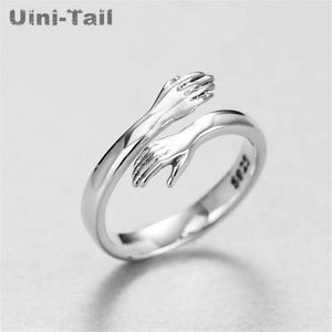 925 Tibetan Silver Love Hug Open Ring GN601