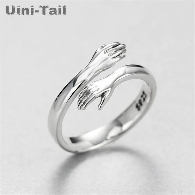 925 Tibetan Silver Love Hug Open Ring GN601