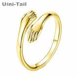 925 Tibetan Silver Love Hug Open Ring GN601