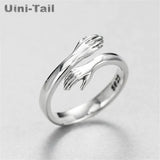 925 Tibetan Silver Love Hug Open Ring GN601