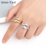 925 Tibetan Silver Love Hug Open Ring GN601