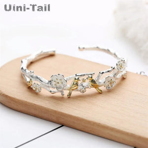 Uini-Tail Silver Bird Plum Blossom Bracelet: Chinese Open Silver Jewelry