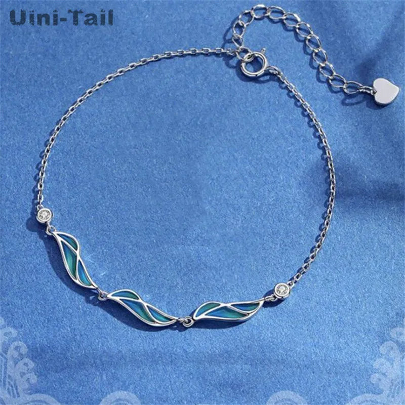 Uini-Tail 925 Tibetan Silver Blossoming Spray Bracelet Antique Jewelry JK020
