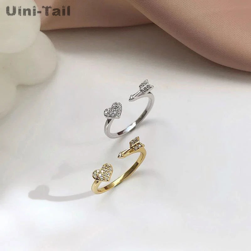 Uini-Tail 925 Tibetan Silver Arrow Love Micro-Inlaid Open Ring