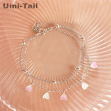 Pink Heart Double-layer Bracelet Sweet Cherry Girl Pink Jewelry