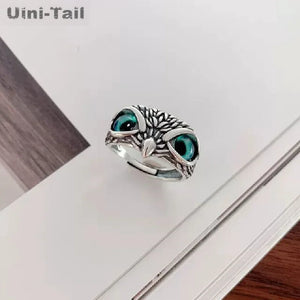 Uini-Tail 925 Tibetan Silver Owl Open Ring JK165