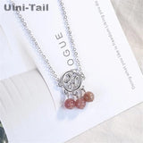 Uini-Tail Hot 925 Tibetan Silver Strawberry Crystal Necklace