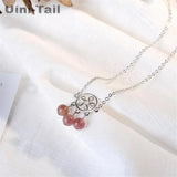 Uini-Tail Hot 925 Tibetan Silver Strawberry Crystal Necklace