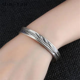 Uini-Tail 925 Tibetan Silver Feather Bracelet Couple Models Open Bracelet