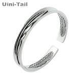 Uini-Tail 925 Tibetan Silver Feather Bracelet Couple Models Open Bracelet