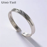 Uini-Tail 925 Tibetan Silver Feather Bracelet Couple Models Open Bracelet
