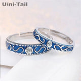 Uini-Tail hot 925 Tibetan silver couple ring retro sweet