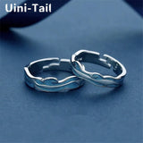Sweet Romantic Couple Open Ring, Tibetan Silver Sea Water Design